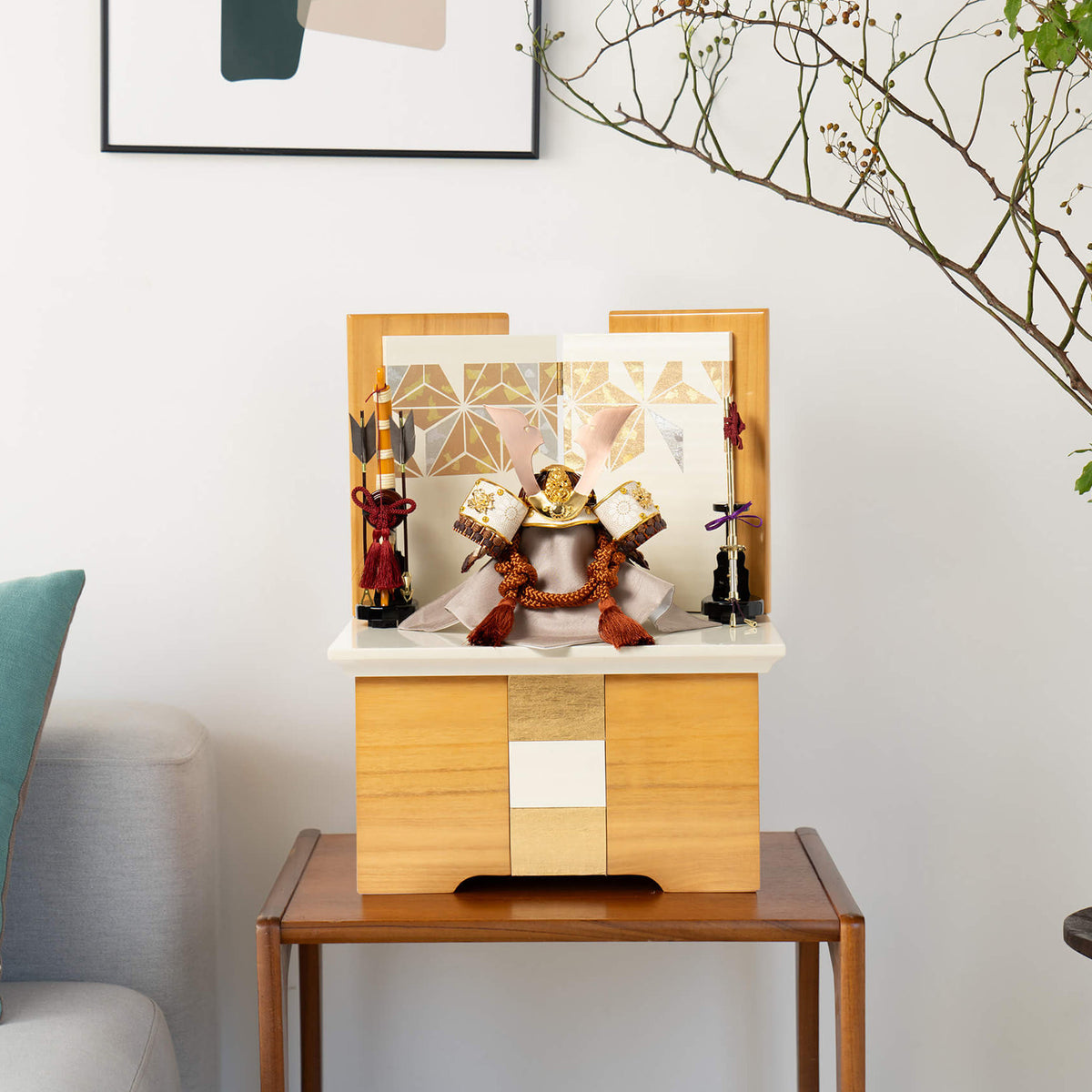 五月人形 わかば収納飾り ナチュラル 清秀作 白檀