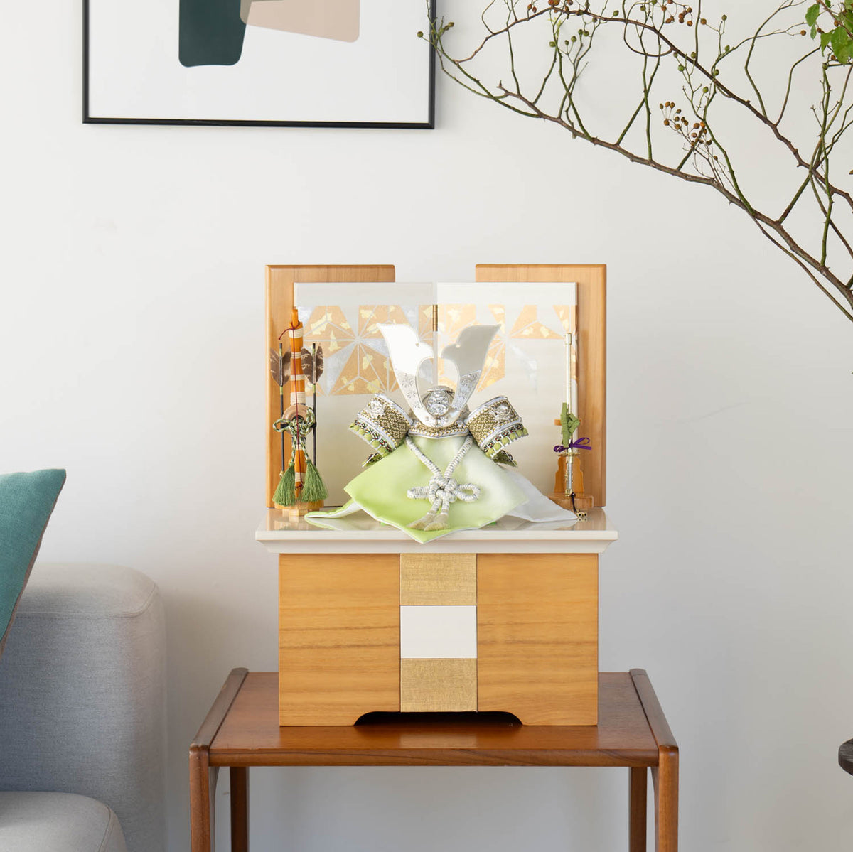 五月人形 わかば収納飾り ナチュラル 清秀作 グリーン