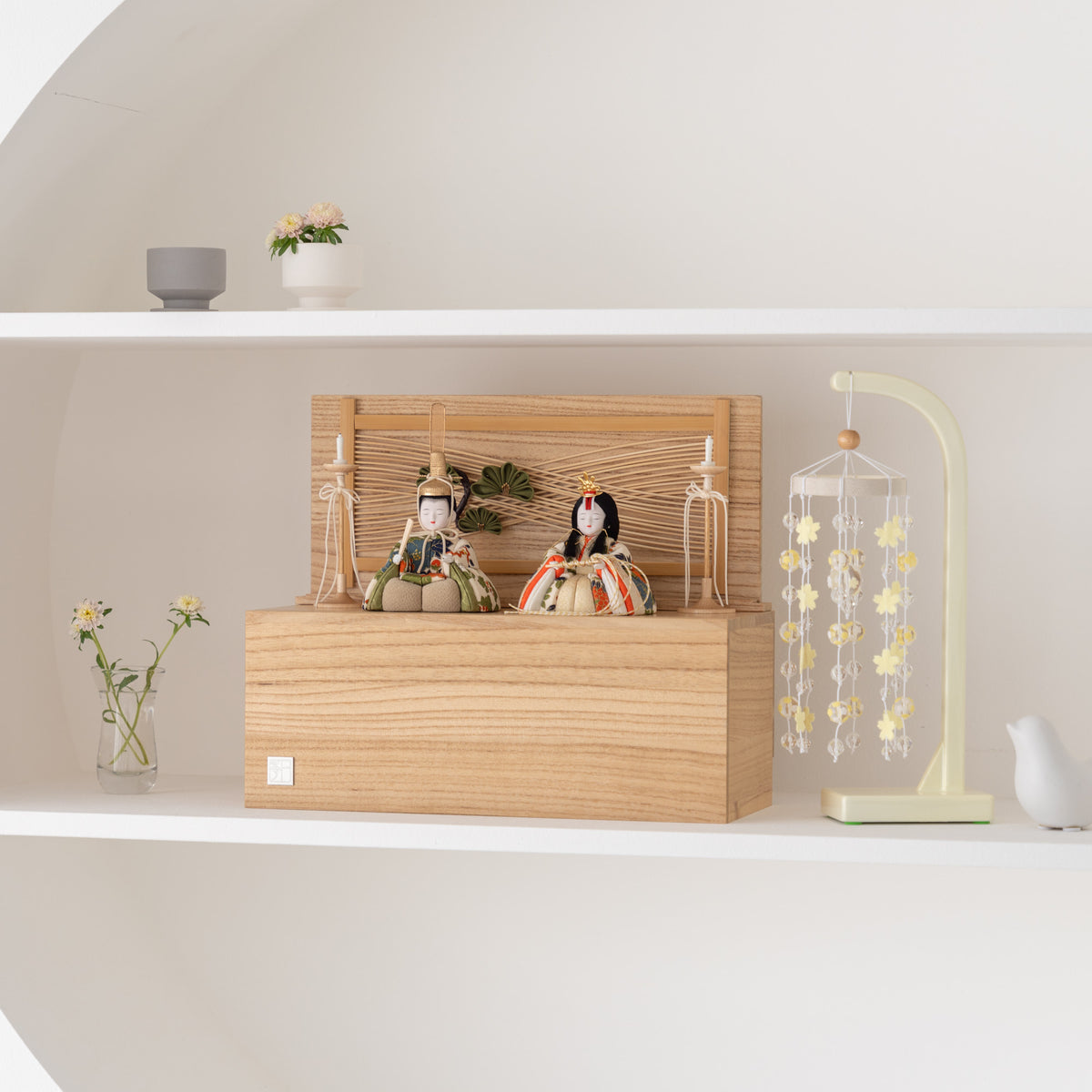 雛人形 こひな収納飾り 竹千筋細工松つまみ 一秀