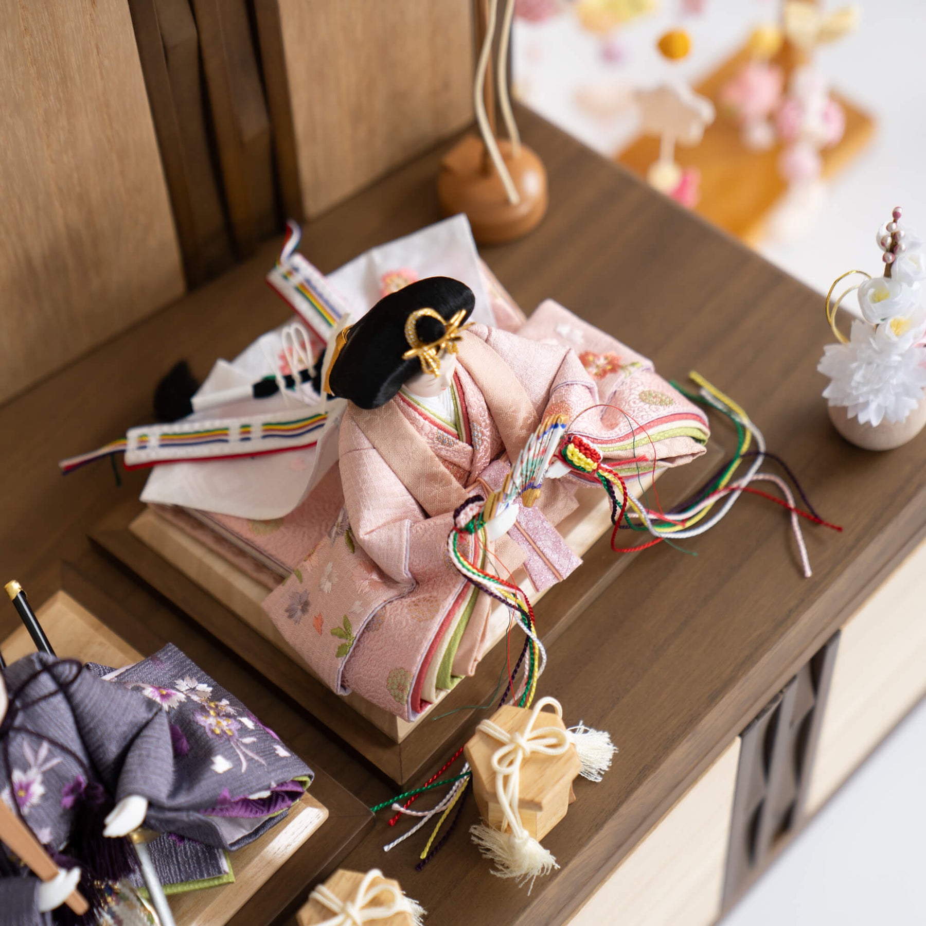 雛人形 琴 収納飾り ブラウン 吉藤作18