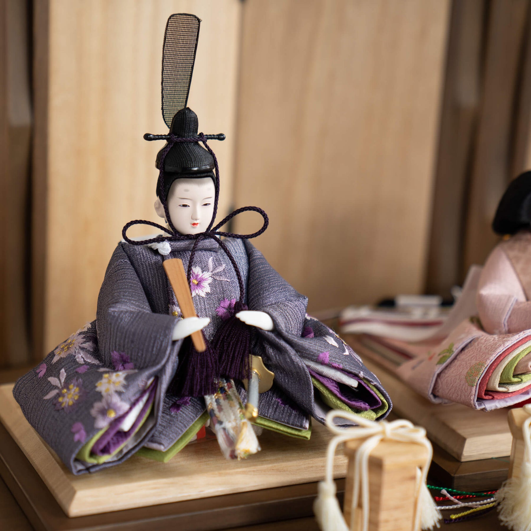 雛人形 琴 収納飾り ブラウン 吉藤作18