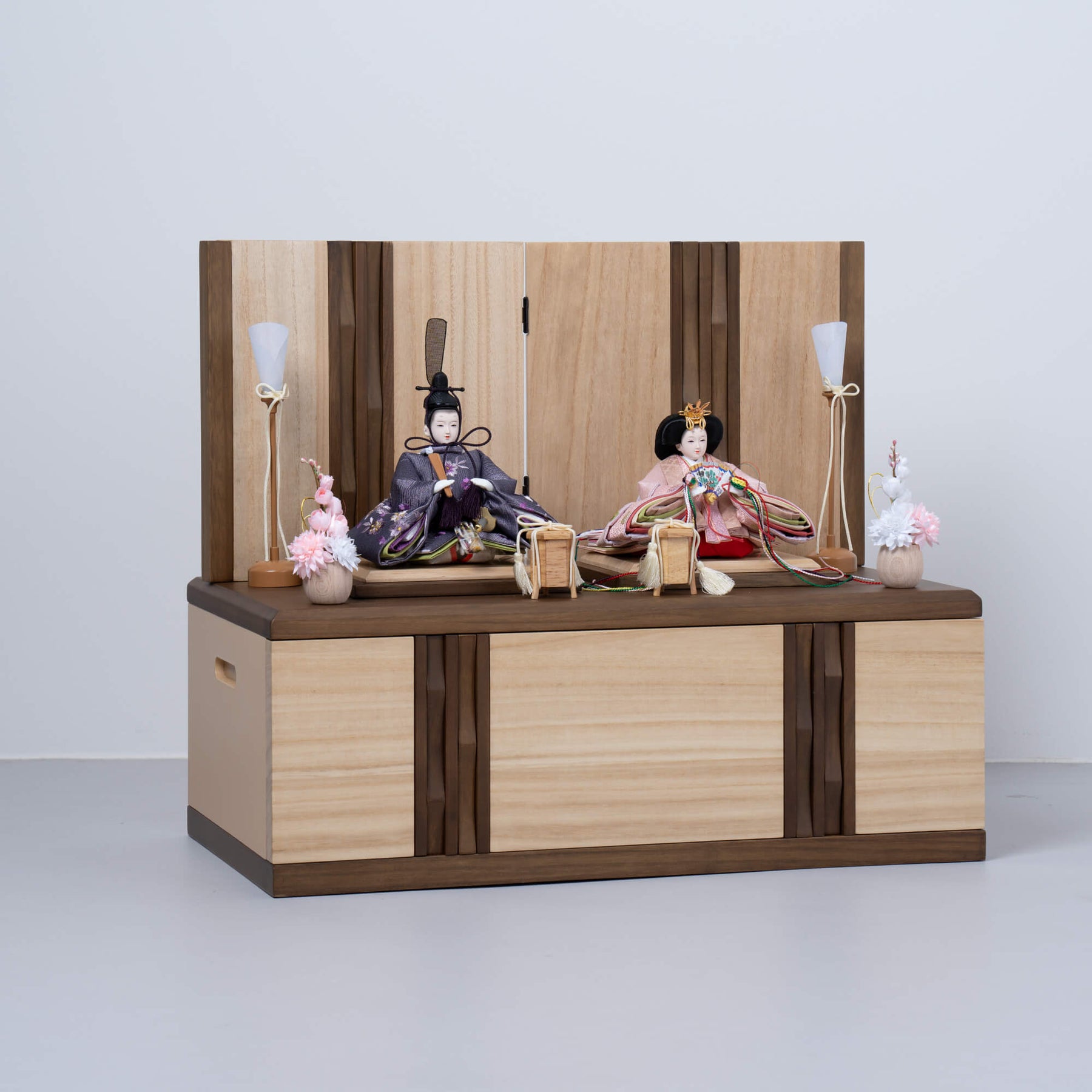 雛人形 琴 収納飾り ブラウン 吉藤作18