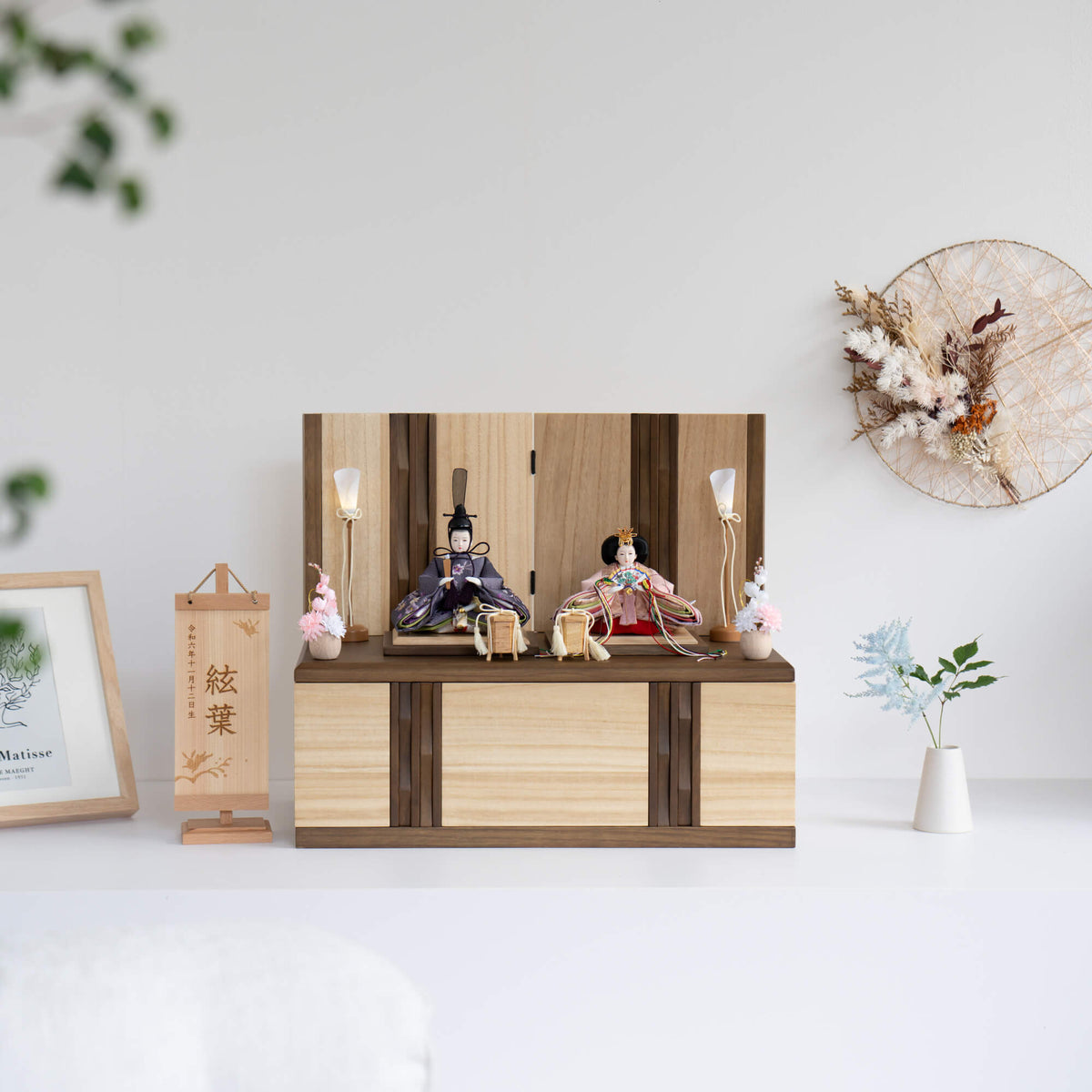 雛人形 琴 収納飾り ブラウン 吉藤作18