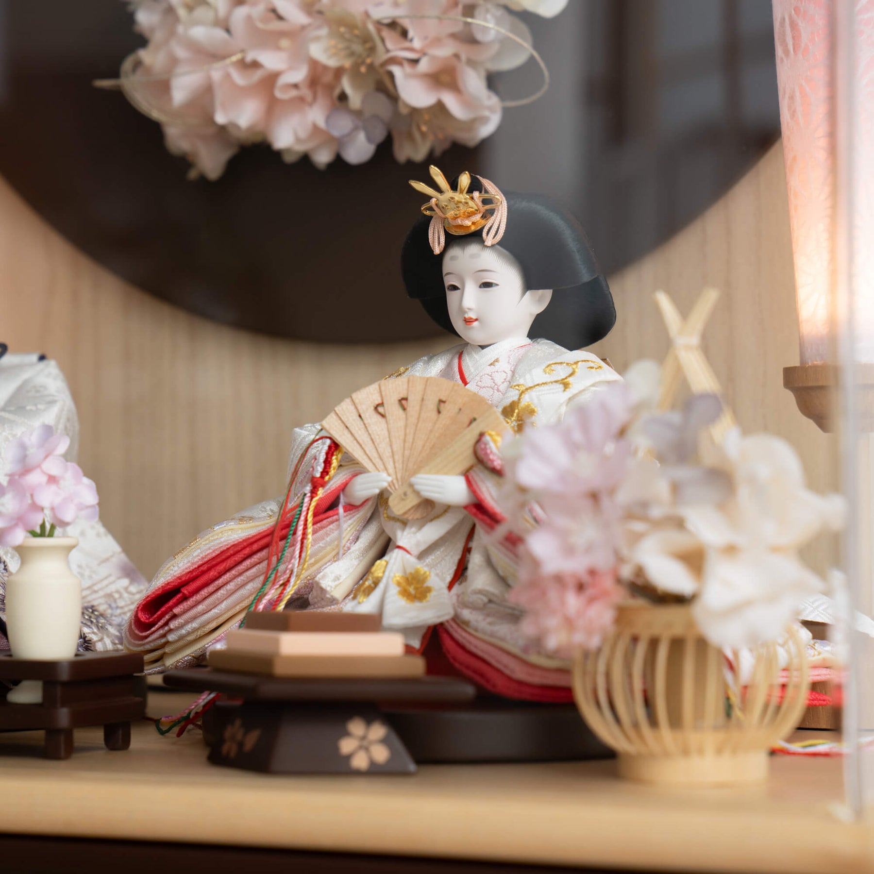 雛人形 花詩 人形ケース 吉徳大光 紫ピンク刺繍