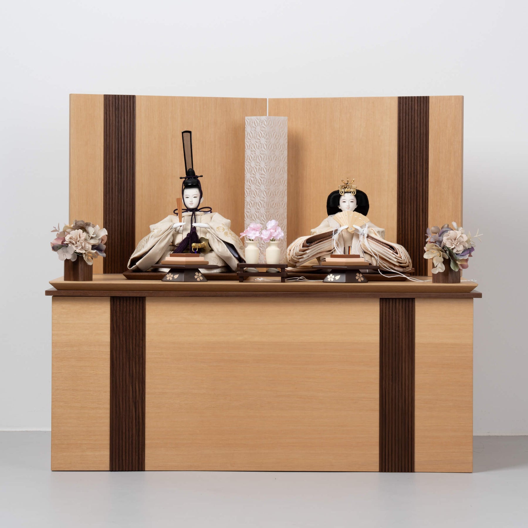 雛人形 凪彩収納飾り ナチュラル 平安道翠 正絹帯地ベージュ