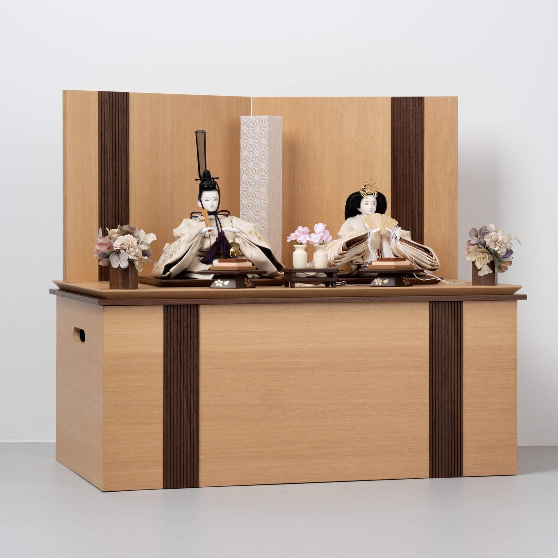 雛人形 凪彩収納飾り ナチュラル 平安道翠 正絹帯地ベージュ