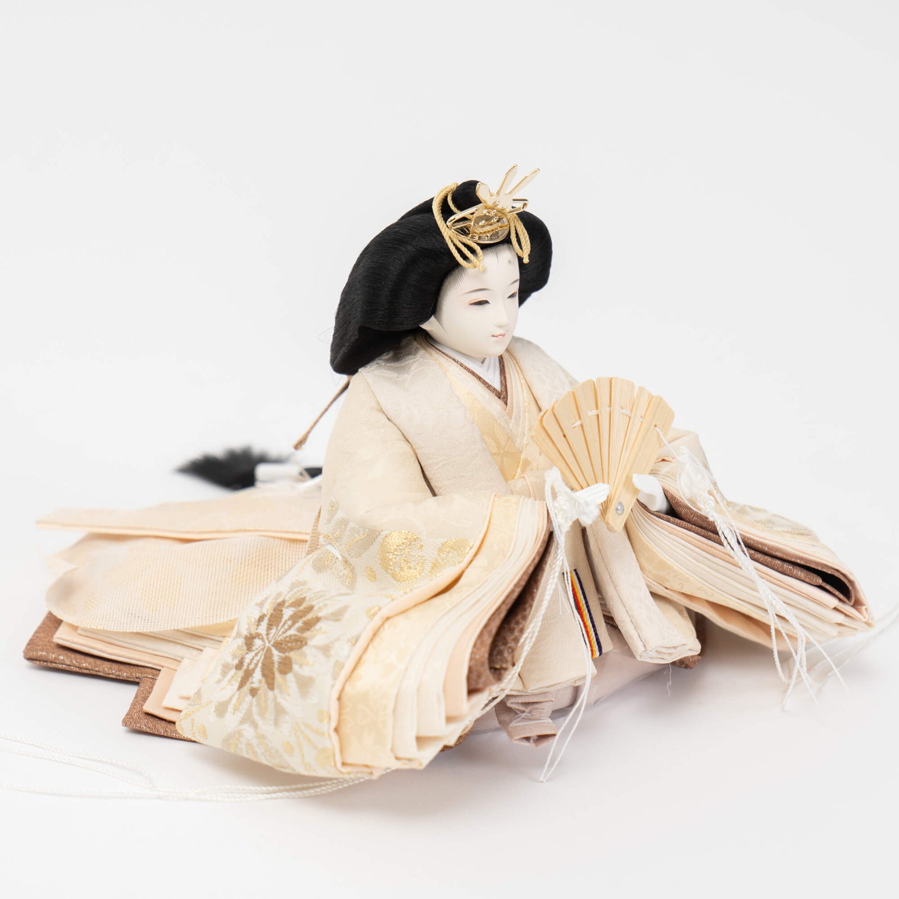 雛人形 凪彩収納飾り ナチュラル 平安道翠 正絹帯地ベージュ