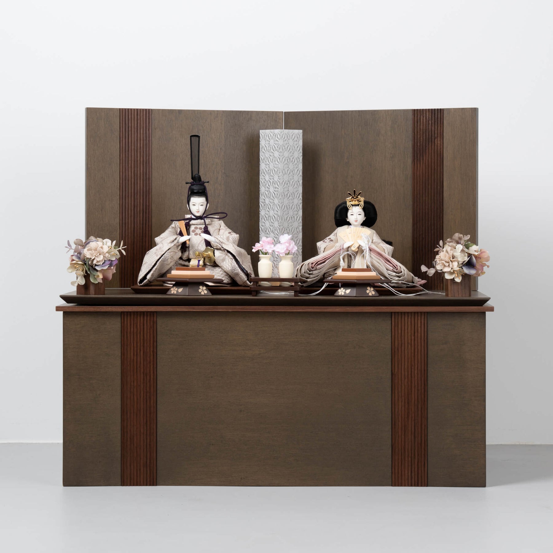 雛人形 凪彩収納飾り グレー 平安道翠 笹蔓文様