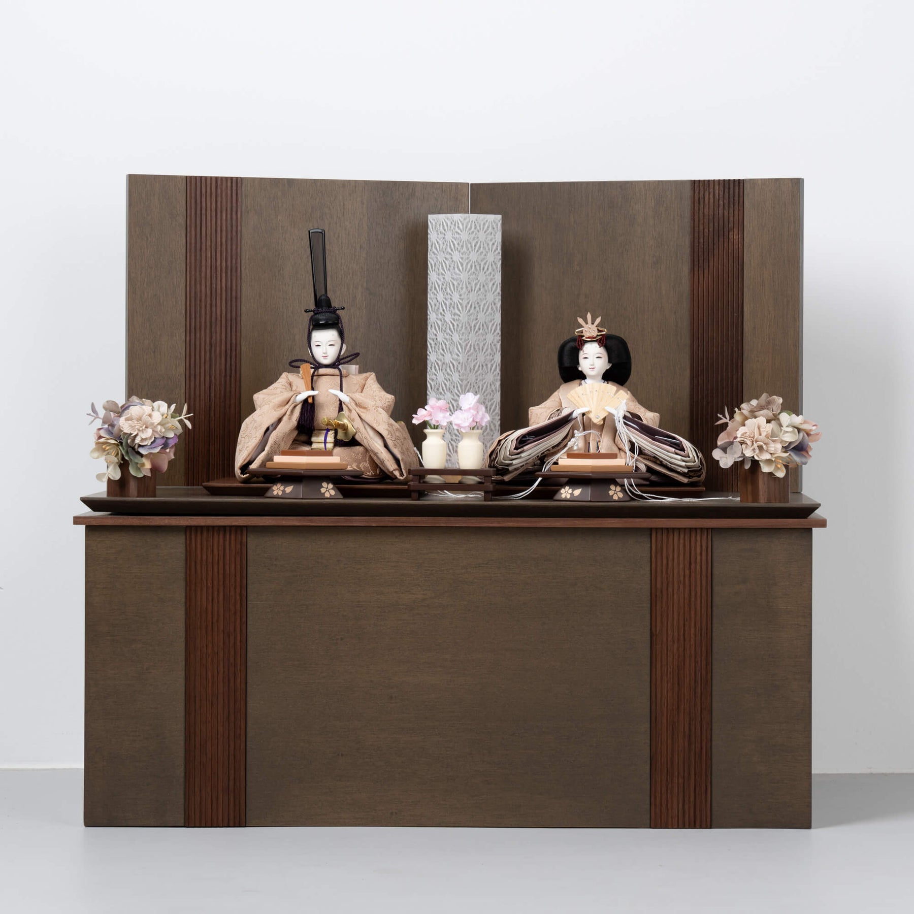 雛人形 凪彩収納飾り グレー 平安道翠 正絹草木染