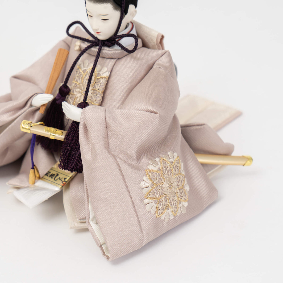 雛人形 煌彩収納飾り ナチュラル ライトグレー刺繍 平安道翠