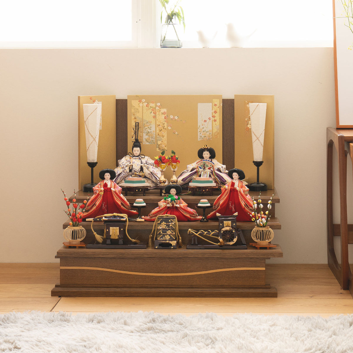 雛人形 凛皇三段飾り 茶