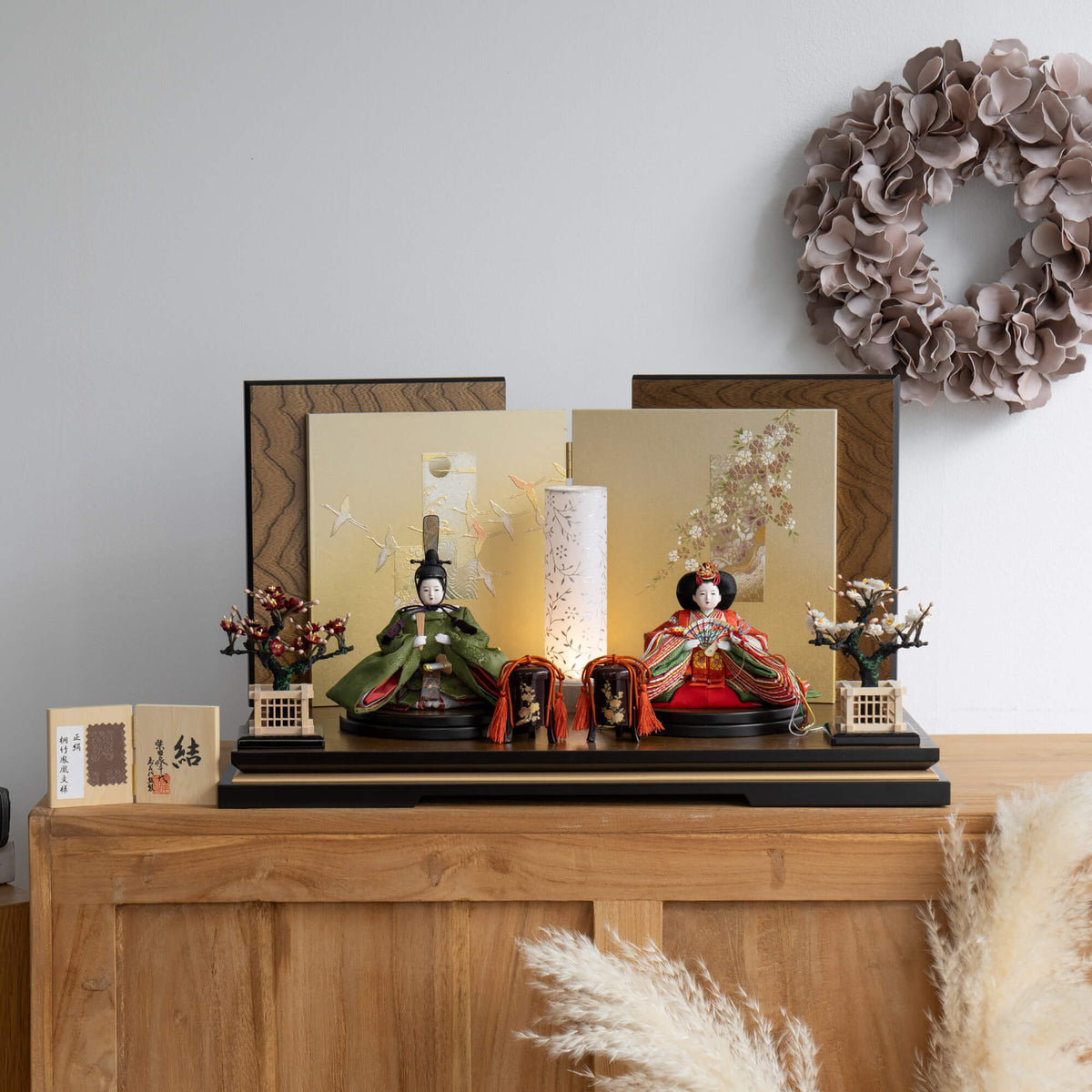 雛人形 わかば平飾り 木目茶 柴田家千代82H