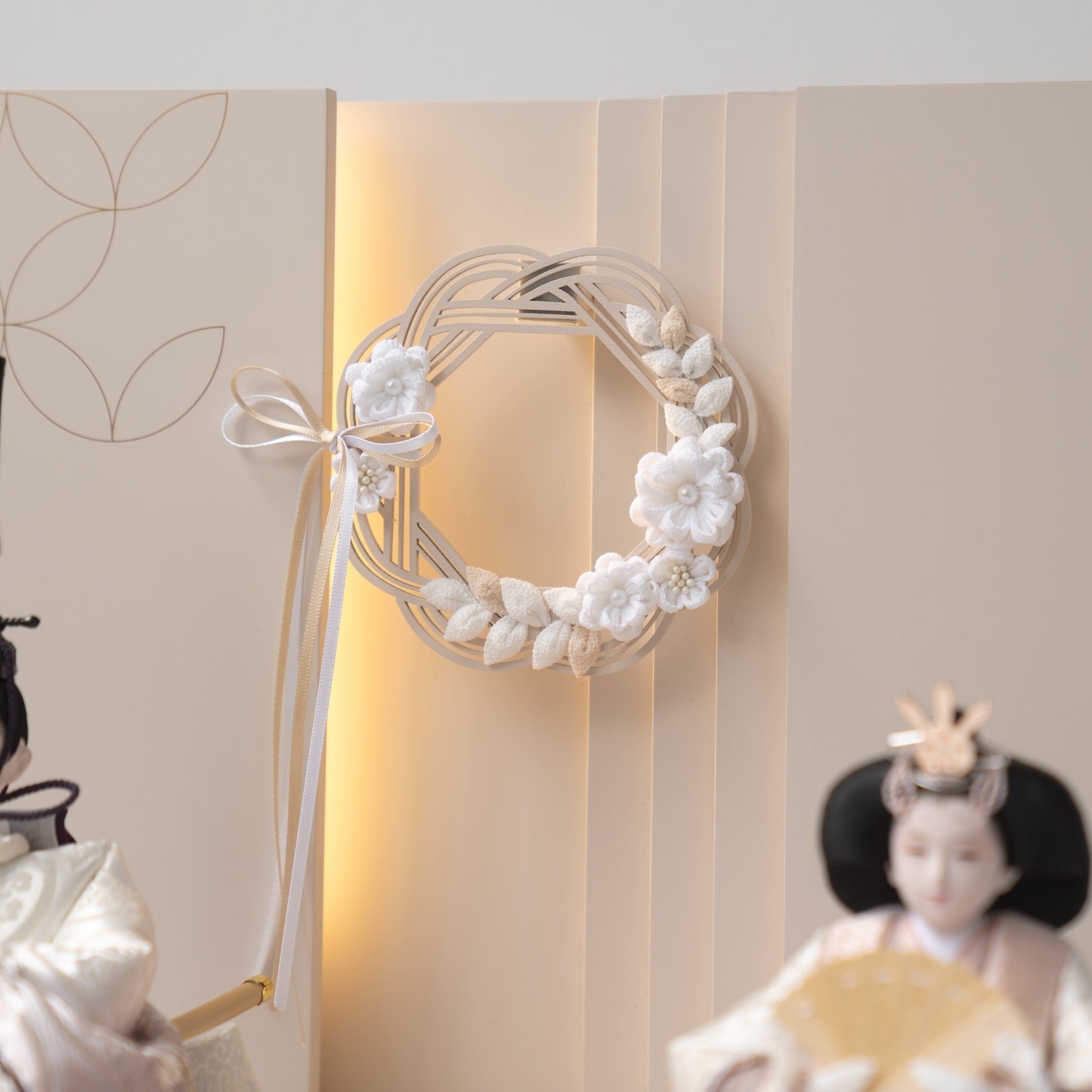 雛人形 光白平飾り 白 平安道翠 立湧桜刺繍