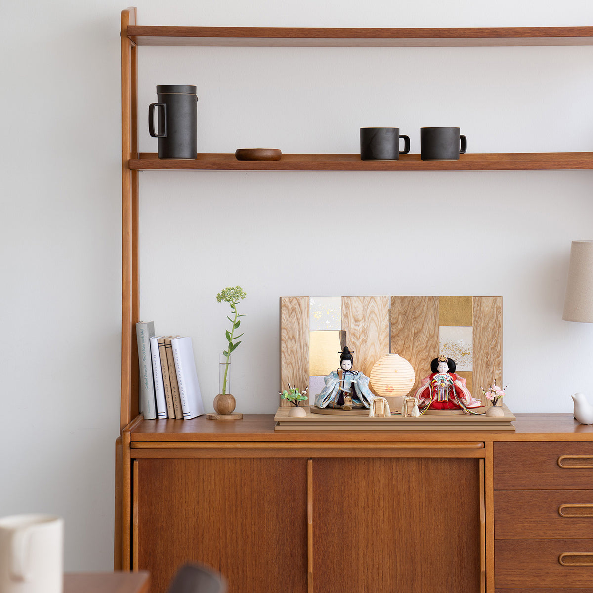 雛人形 凛平飾り 薄茶 水色