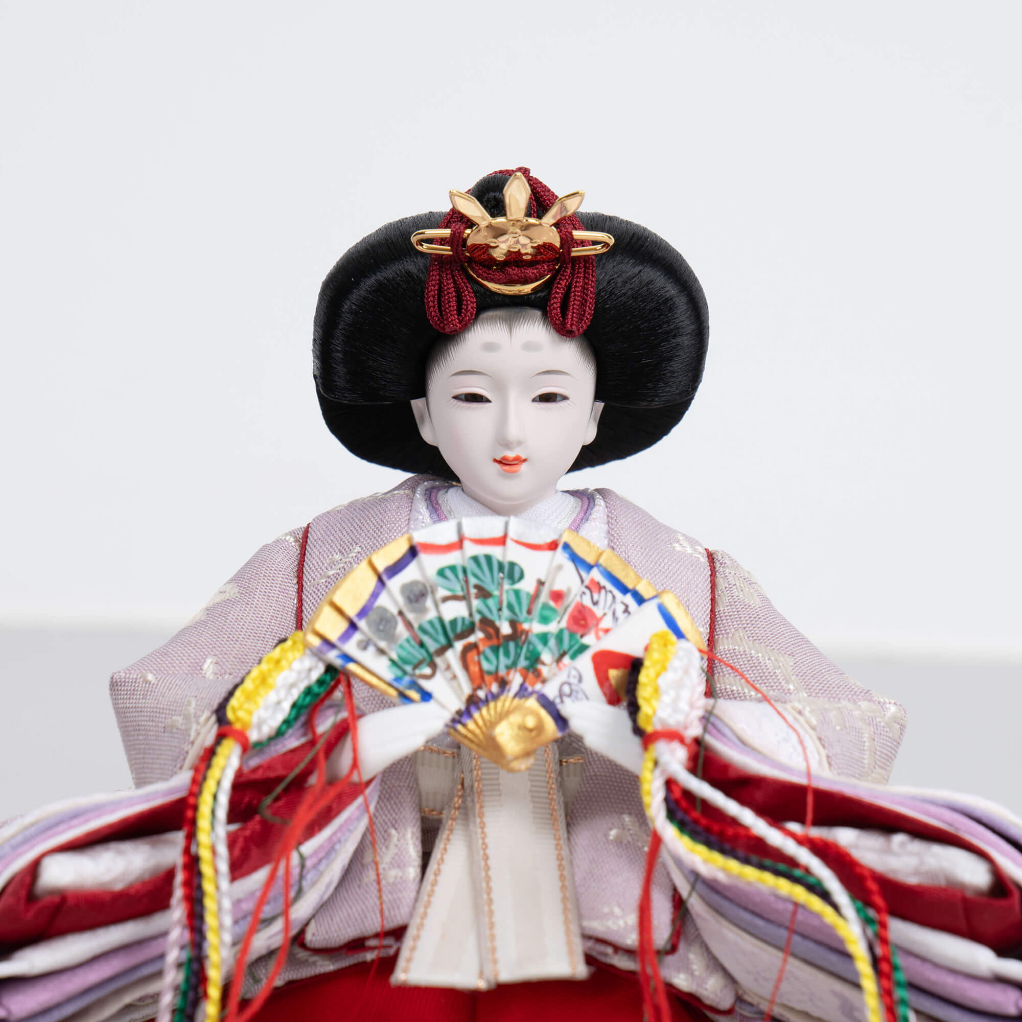 雛人形 胡白平飾り 白 吉藤作 花唐草浅葱紫