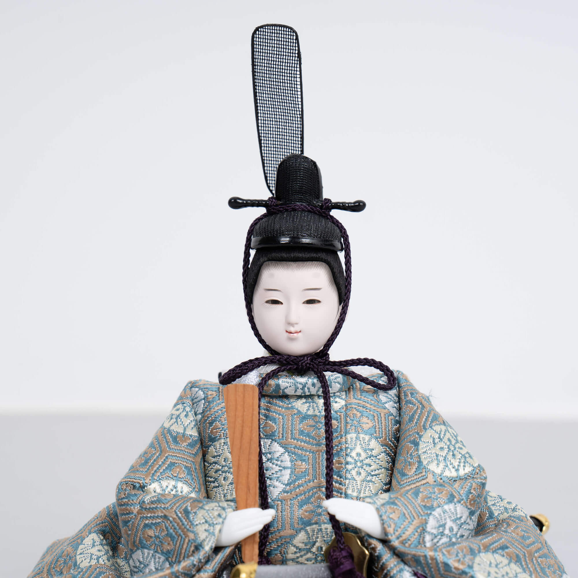 雛人形 胡白平飾り 白木 吉藤作 正絹亀甲又木紋