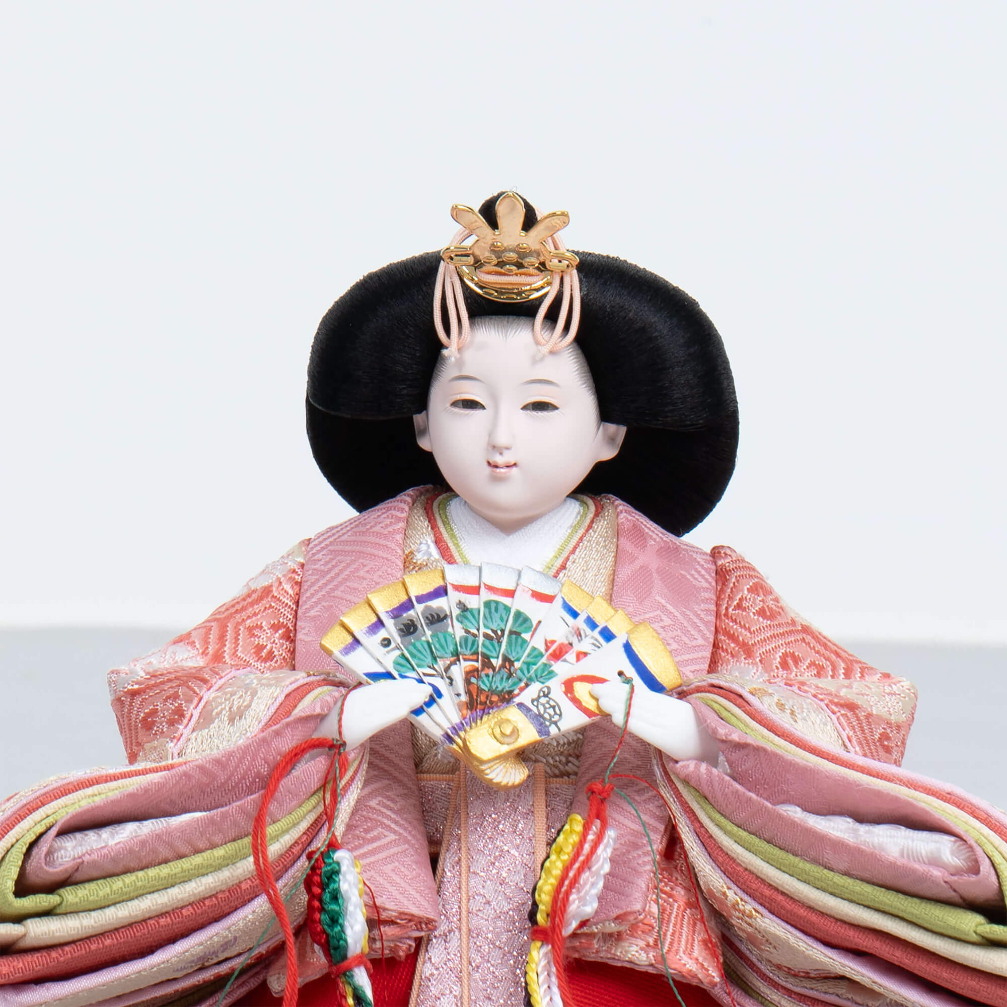 雛人形 胡白平飾り 白木 吉藤作 正絹亀甲又木紋