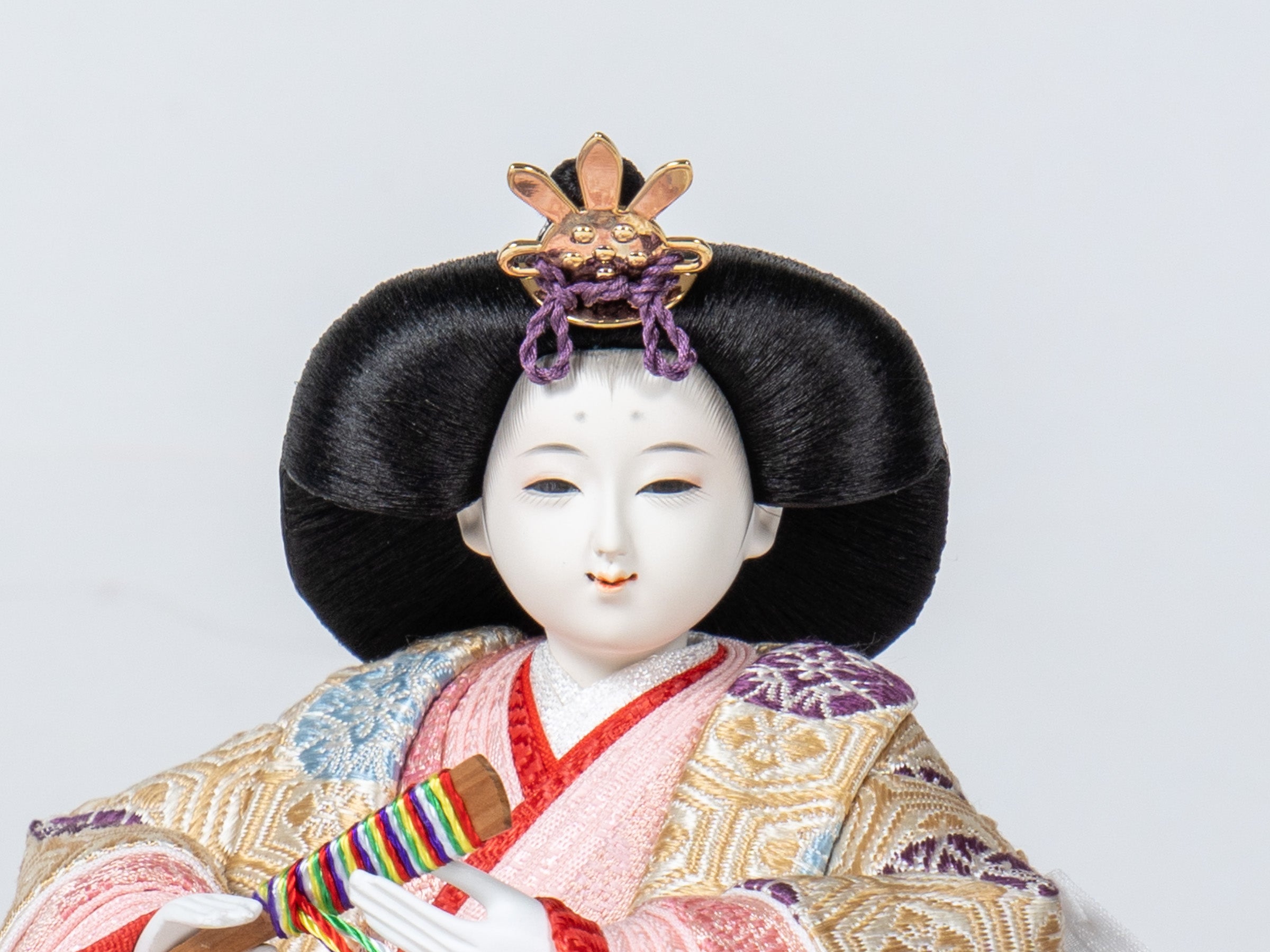 雛人形 久遠平飾り 茶 吉徳大光 正絹亀甲又木紋