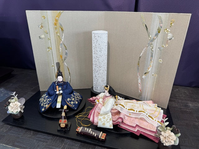 【カスタム商品】貴和平飾り 木目黒 柴田家千代 紺白蔦柄