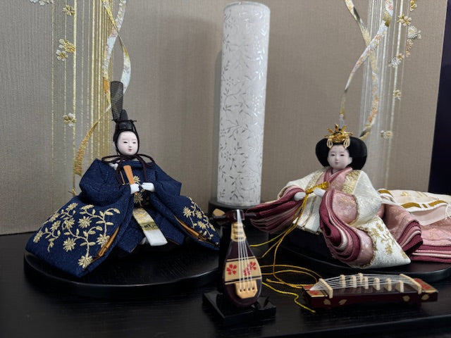 【カスタム商品】貴和平飾り 木目黒 柴田家千代 紺白蔦柄
