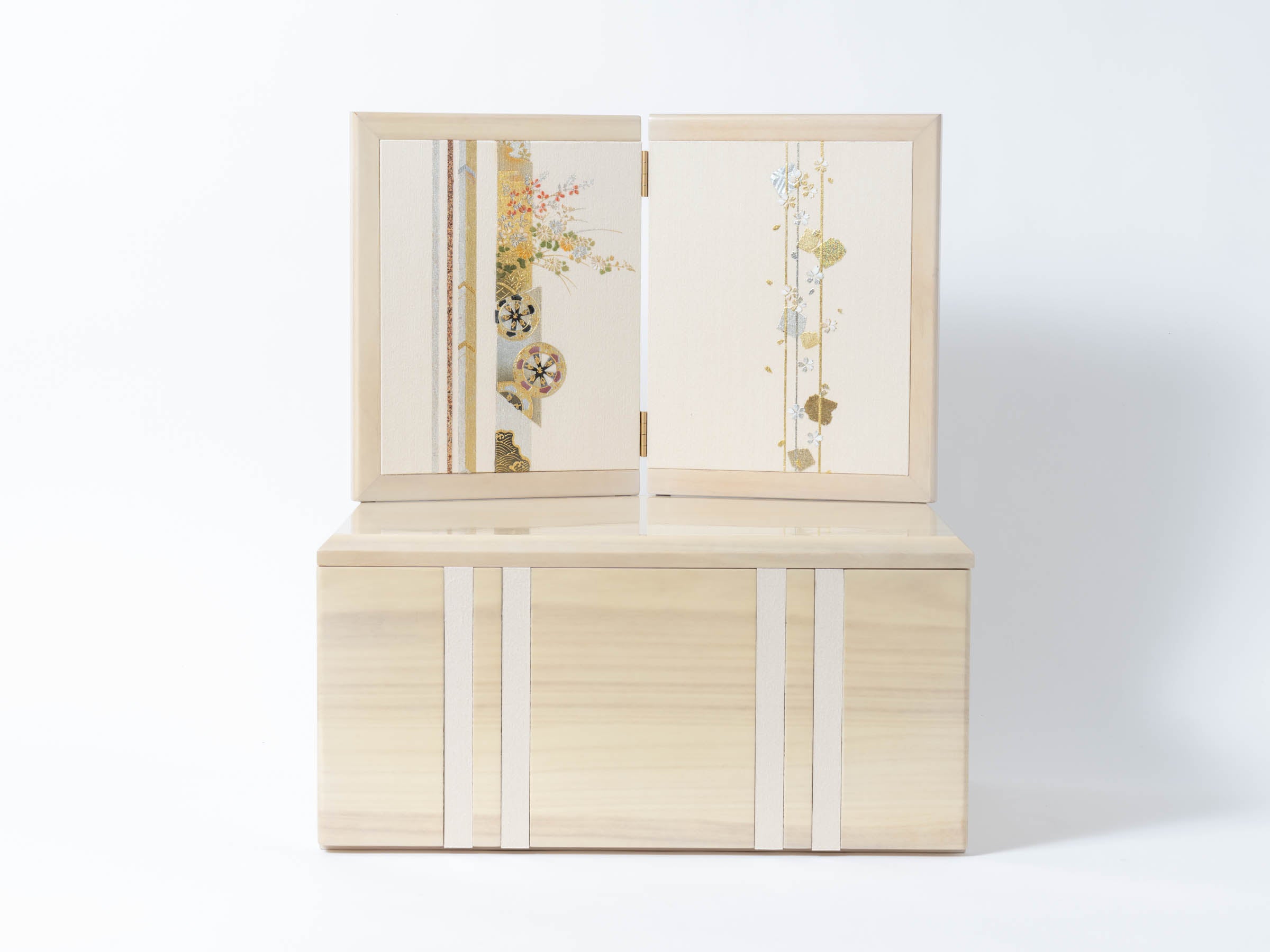 五月人形 あずさ収納飾り 白 8号 翠鳳作 ベージュ