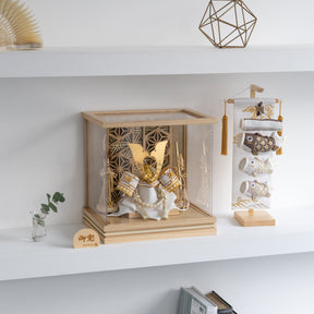 五月人形 千景 兜ケース 白木ベージュ 清秀作