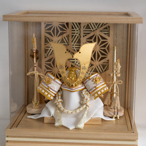 五月人形 千景 兜ケース 白木ベージュ 清秀作