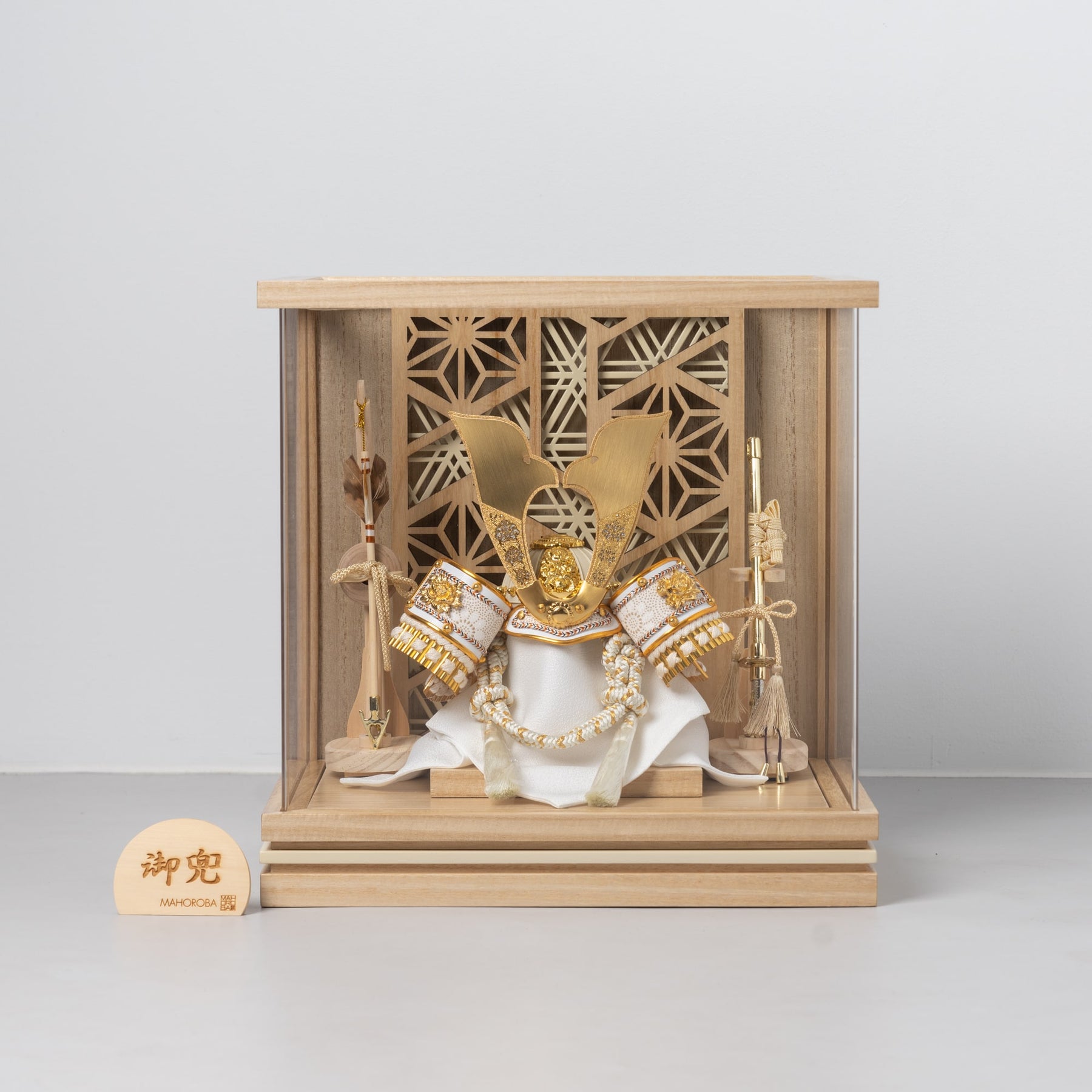 五月人形 千景 兜ケース 白木ベージュ 清秀作