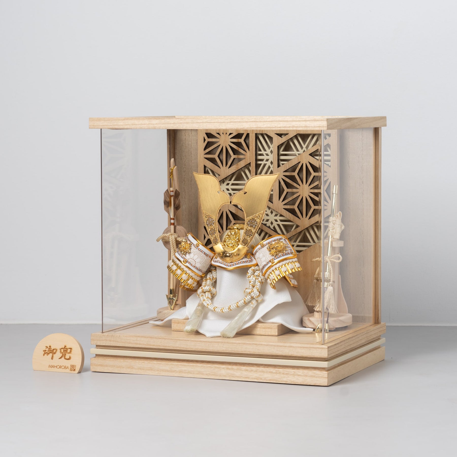 五月人形 千景 兜ケース 白木ベージュ 清秀作