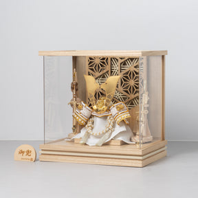 五月人形 千景 兜ケース 白木ベージュ 清秀作