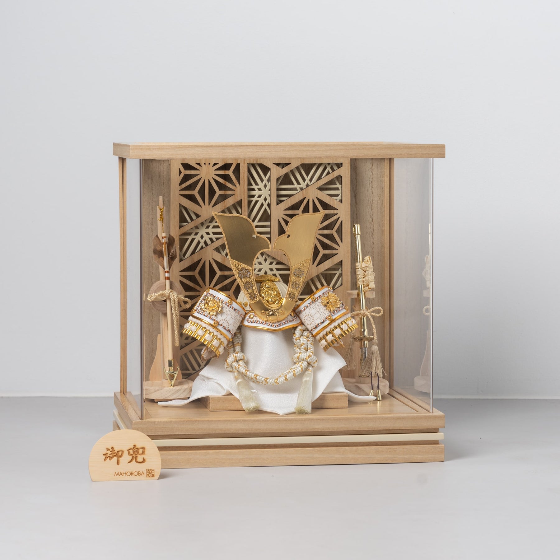 五月人形 千景 兜ケース 白木ベージュ 清秀作