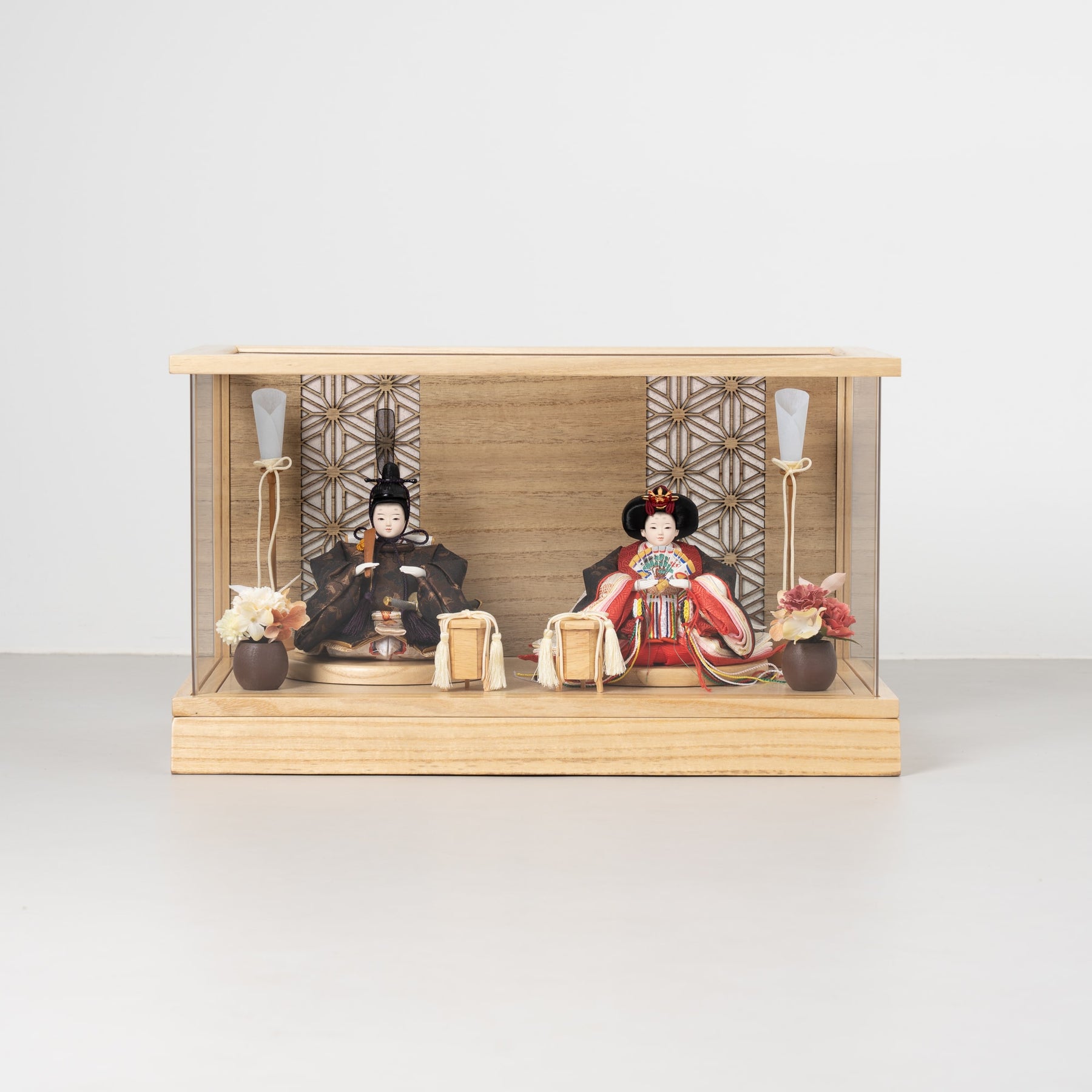 雛人形 和彩 人形ケース 白木 吉徳大光 正絹花菱黒箔
