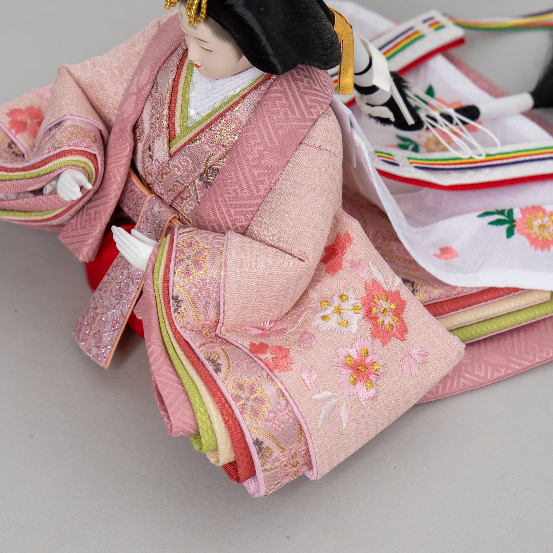 雛人形 和彩 人形ケース 白木 吉藤 紫ピンク刺繍