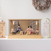 雛人形 和彩 人形ケース 白木 吉藤 紫ピンク刺繍