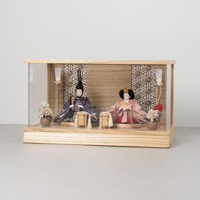 雛人形 和彩 人形ケース 白木 吉藤 紫ピンク刺繍