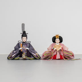雛人形 和彩 人形ケース 白木 吉藤 紫ピンク刺繍
