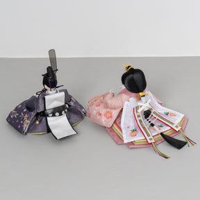 雛人形 和彩 人形ケース 白木 吉藤 紫ピンク刺繍