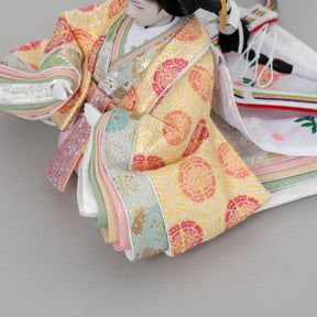 雛人形 和彩 人形ケース 白木 吉藤 黄ピンク