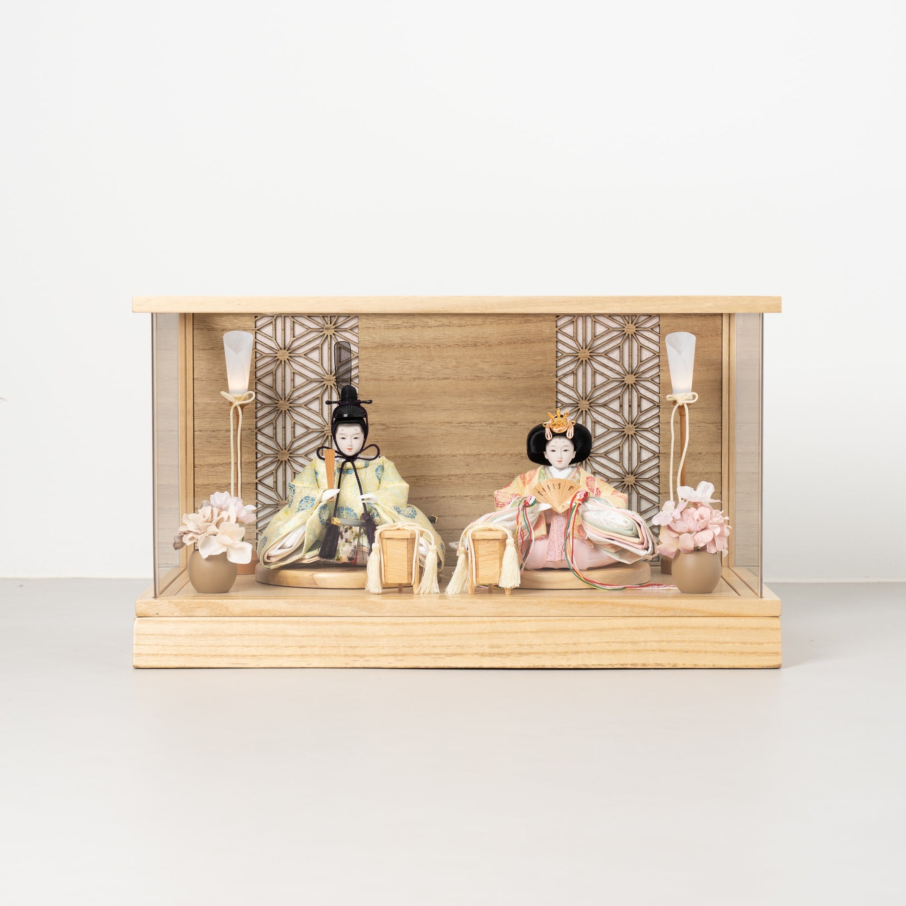 雛人形 和彩 人形ケース 白木 吉藤 黄ピンク