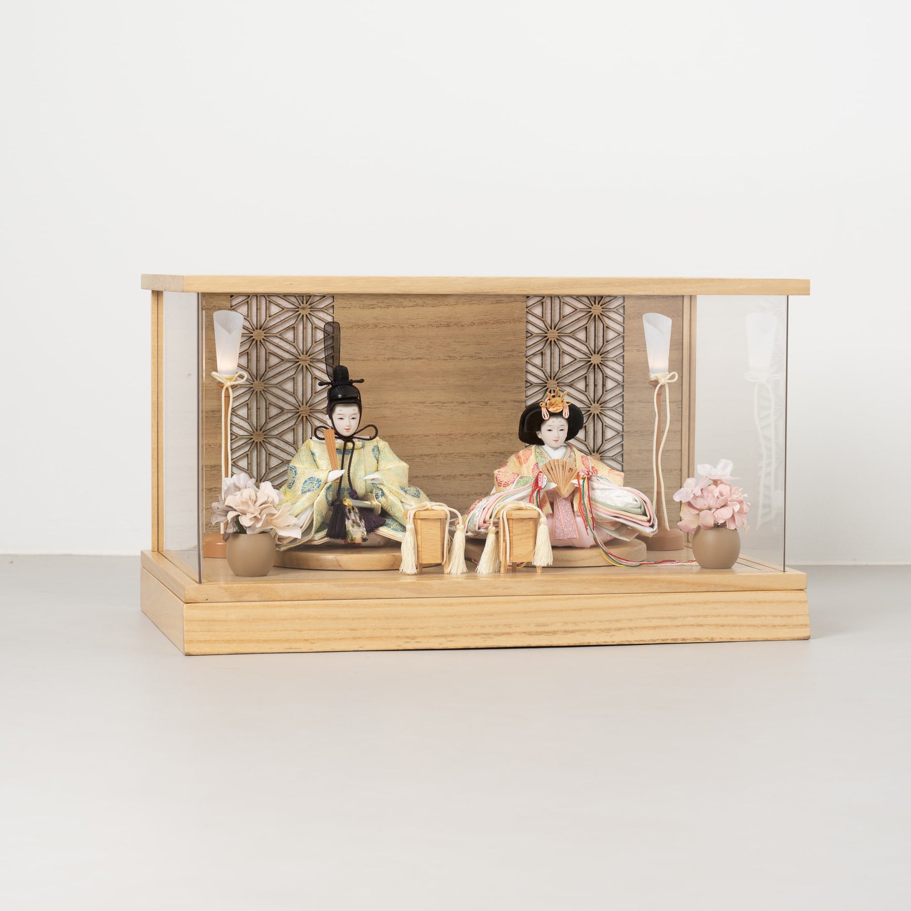 雛人形 和彩 人形ケース 白木 吉藤 黄ピンク