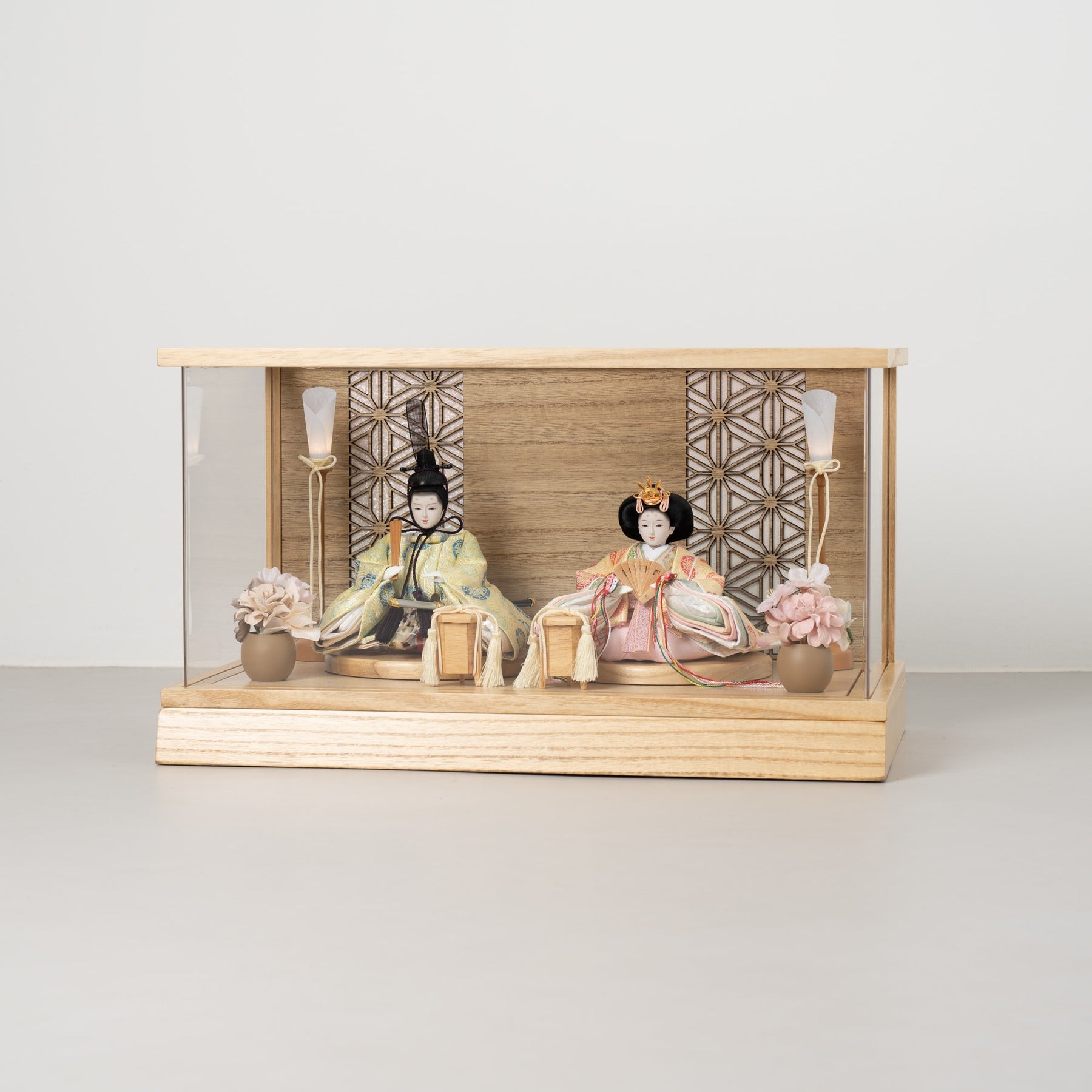 雛人形 和彩 人形ケース 白木 吉藤 黄ピンク