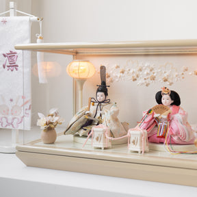 雛人形 貴和 人形ケース ベージュ 吉徳大光 正絹吉祥紋