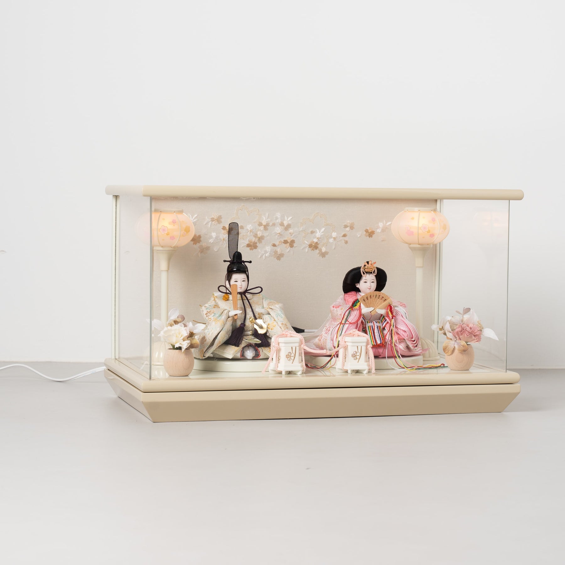 雛人形 貴和 人形ケース ベージュ 吉徳大光 正絹吉祥紋