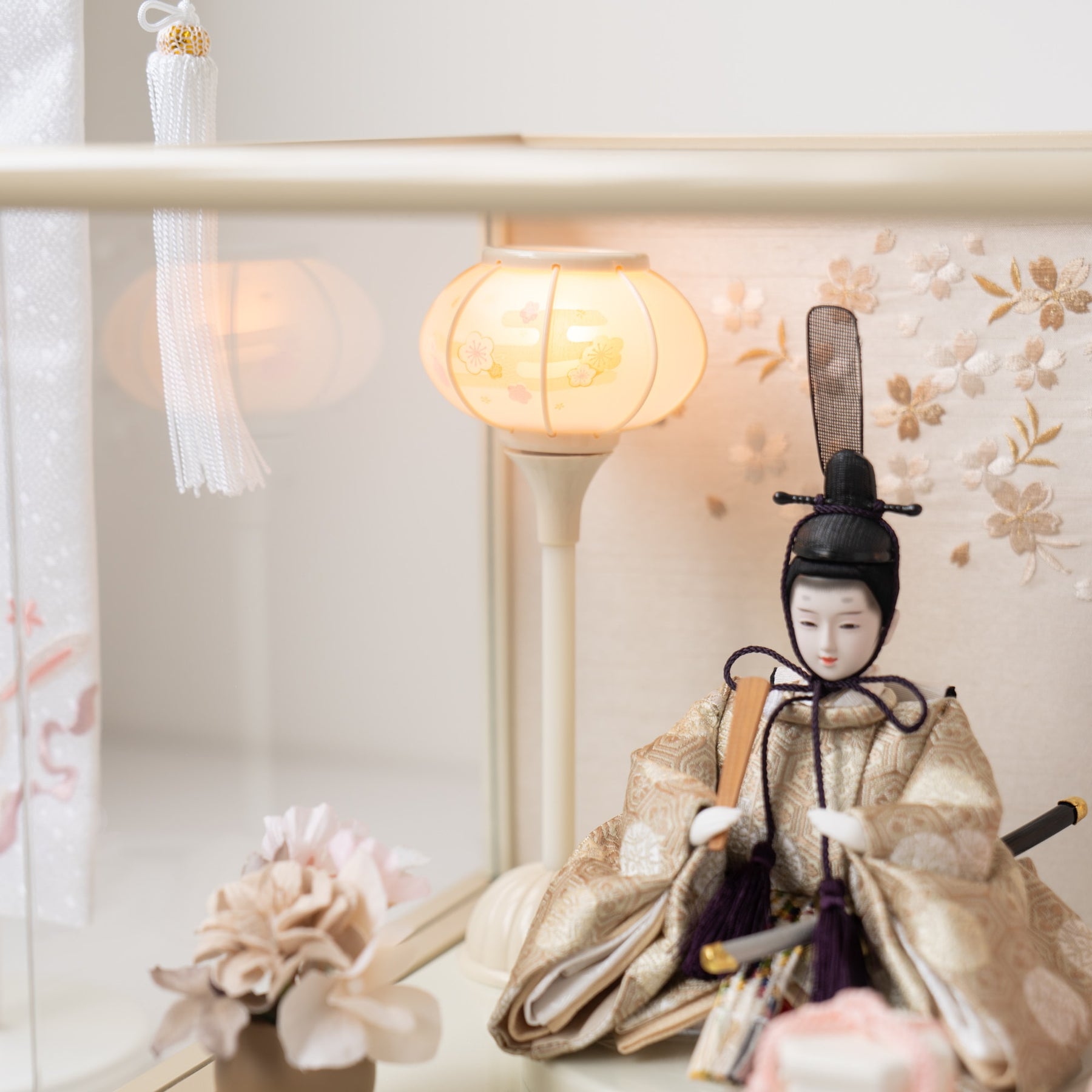 雛人形 貴和 人形ケース ベージュ 吉藤 正絹川又亀甲