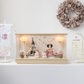 雛人形 貴和 人形ケース ベージュ 吉藤 正絹川又亀甲