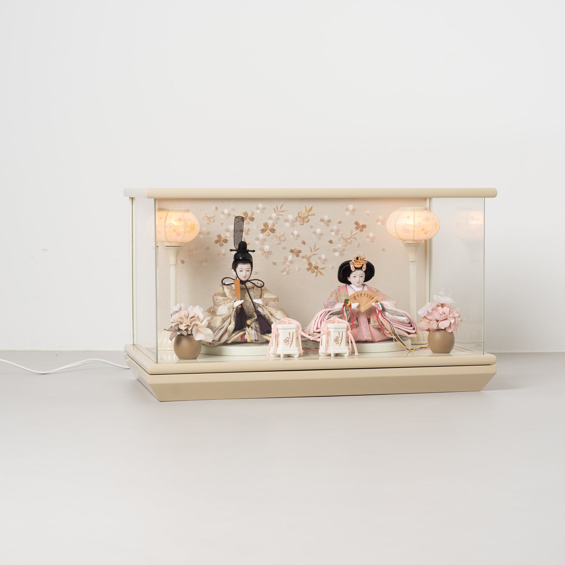 雛人形 貴和 人形ケース ベージュ 吉藤 正絹川又亀甲