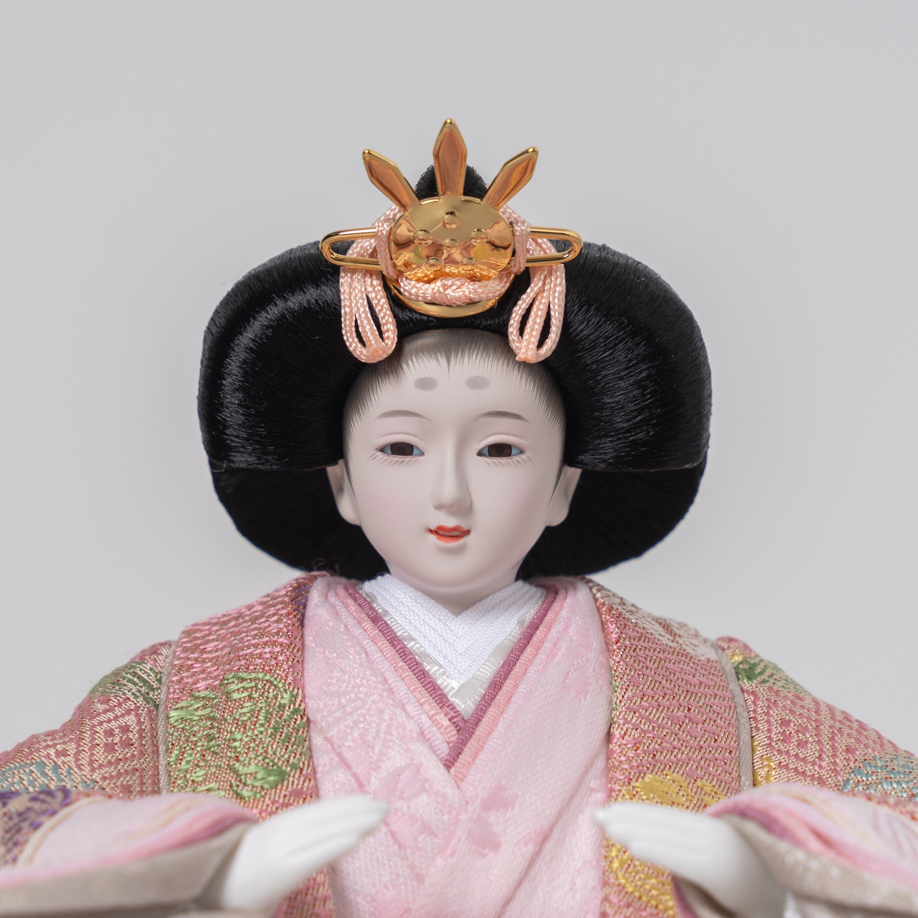 雛人形 貴和 人形ケース ベージュ 吉藤 正絹川又亀甲