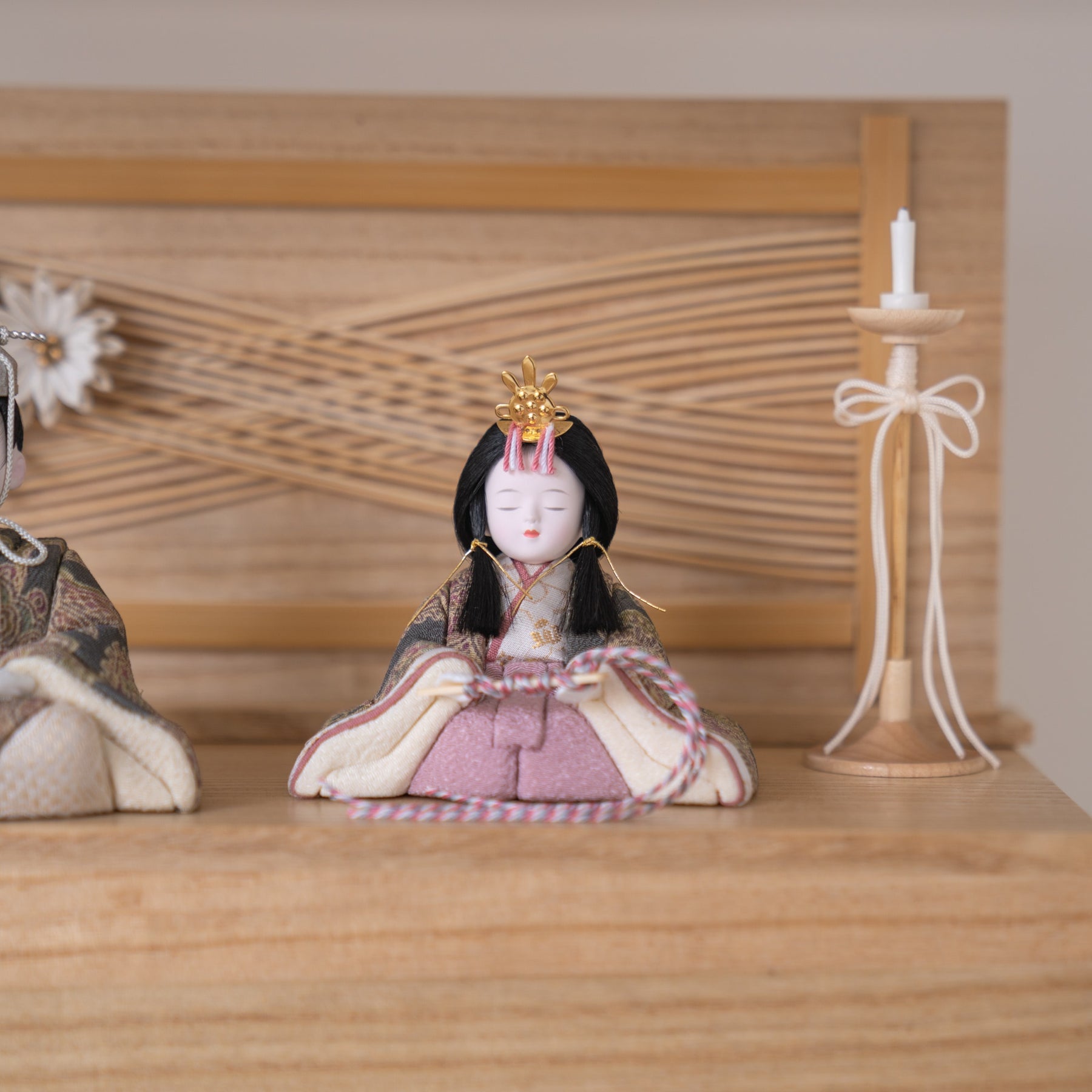 雛人形 こひな収納飾り 竹千筋細工花つまみ 一秀