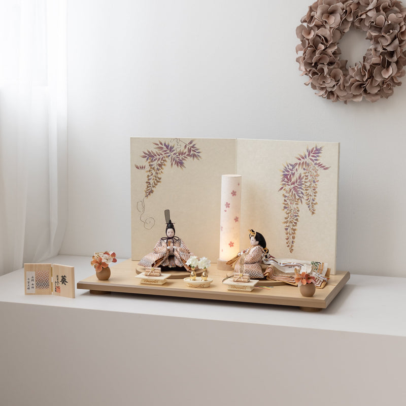 雛人形 紫苑平飾り ベージュ 柴田家千代 2542H