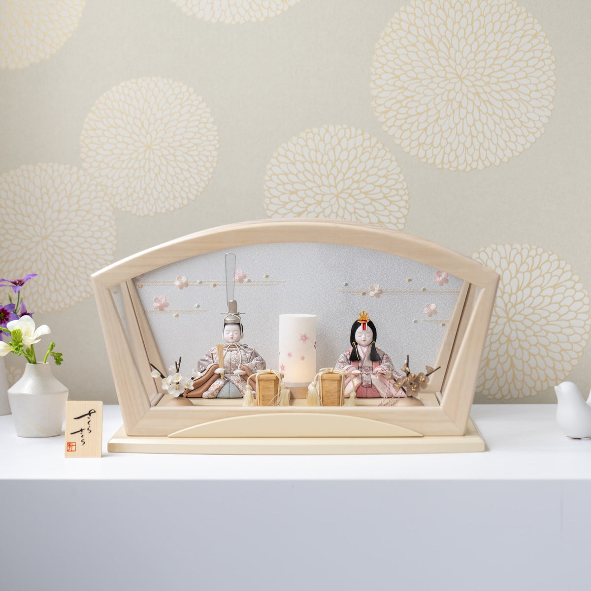 雛人形 紬 人形ケース ベージュ 一秀 C115-8